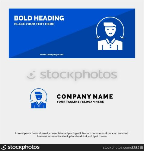 User, Male, Client, Services SOlid Icon Website Banner and Business Logo Template