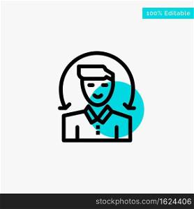 User, Male, Client, Services turquoise highlight circle point Vector icon