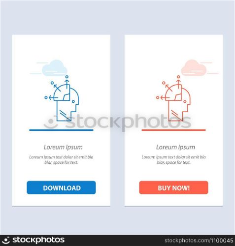 User, Man, Mind Programming, Art Blue and Red Download and Buy Now web Widget Card Template