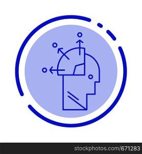 User, Man, Mind Programming, Art Blue Dotted Line Line Icon