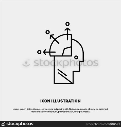 User, Man, Mind Programming, Art Line Icon Vector