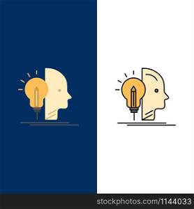 User, Mind, Making, Programming Icons. Flat and Line Filled Icon Set Vector Blue Background