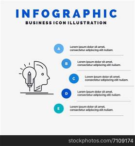 User, Mind, Making, Programming Line icon with 5 steps presentation infographics Background
