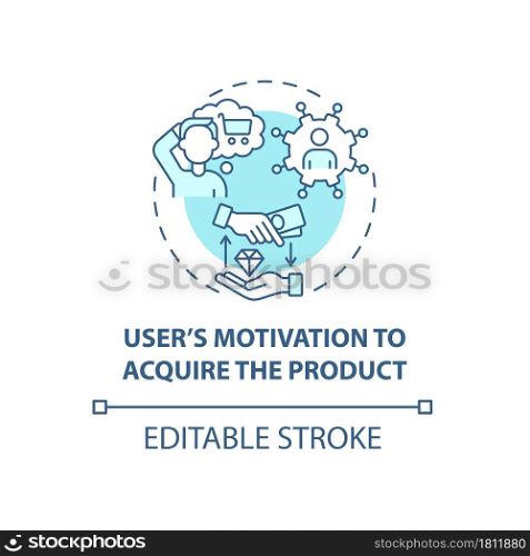 User motivation to product acquire concept icon. UX rule abstract idea thin line illustration. Speaking to client on emotional level. Vector isolated outline color drawing. Editable stroke. User motivation to product acquire concept icon