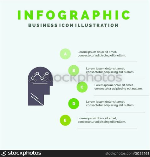 User, Process, Success, Man, Thinking Solid Icon Infographics 5 Steps Presentation Background