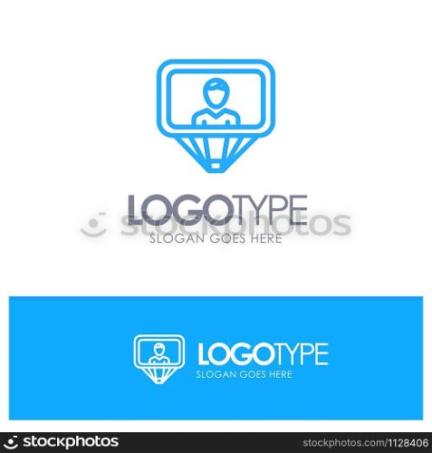 User, Profile, Id, Login Blue outLine Logo with place for tagline