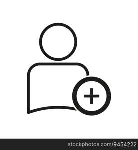 User profile with plus line icon. Customer, follow symbol. Add new friend. Vector illustration. Eps 10. Stock image.. User profile with plus line icon. Customer, follow symbol. Add new friend. Vector illustration. Eps 10.