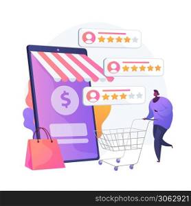 User rating and feedback. Customer reviews cartoon web icon. E commerce, online shopping, internet buying. Trust metrics, top rated product. Vector isolated concept metaphor illustration. Seller reputation system vector concept metaphor