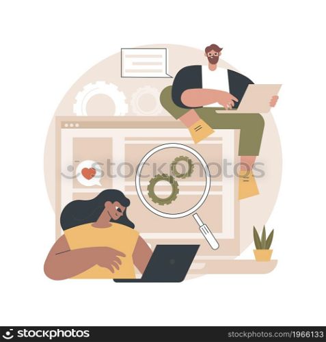User research abstract concept vector illustration. Design project, online survey, reports and analytics, user experience, data and feedback, design agency, focus group, testing abstract metaphor.. User research abstract concept vector illustration.