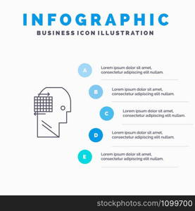 User, Think, Success, Business Line icon with 5 steps presentation infographics Background