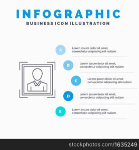 User, User ID, Id, Profile Image Line icon with 5 steps presentation infographics Background