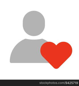 User with heart illustration on light background. Account following symbol. Community care, social media, like, communication. Outline, flat and colored style. Flat design. Vector illustration. User with heart illustration on light background. Account following symbol. Community care, social media, like, communication. Outline, flat and colored style. Flat design. 