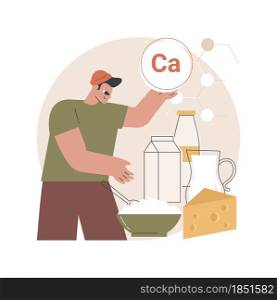 Uses of Calcium abstract concept vector illustration. Calcium dietary supplement, strong bones and teeth, cream and cheese protein, nutrition diet, mineral element, vitamin abstract metaphor.. Uses of Calcium abstract concept vector illustration.