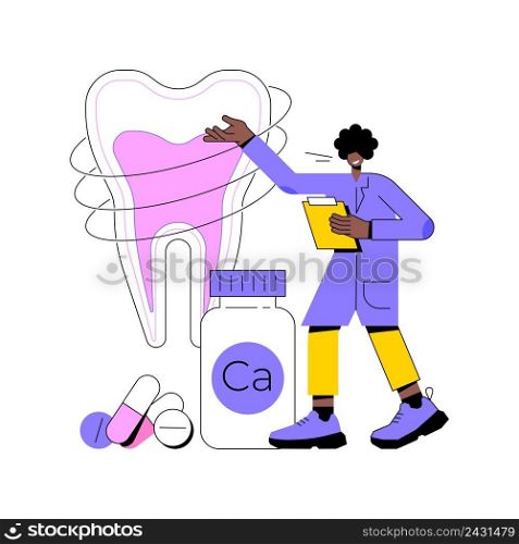 Uses of Calcium abstract concept vector illustration. Calcium dietary supplement, strong bones and teeth, cream and cheese protein, nutrition diet, mineral element, vitamin abstract metaphor.. Uses of Calcium abstract concept vector illustration.