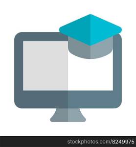 Using desktop computer for online learning.