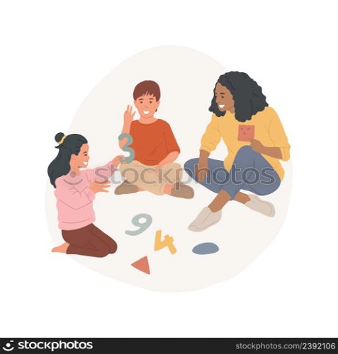 Using math tools isolated cartoon vector illustration Learn to count, measurement skill, use math tool kit, daycare center, kindergarten, geometry for preschool children vector cartoon.. Using math tools isolated cartoon vector illustration