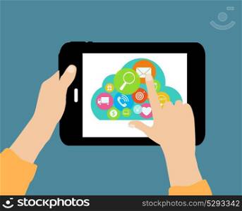 Using Online Services Concept Flat Vector Illustration