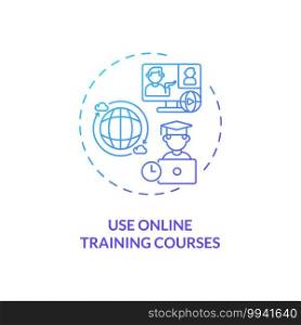 Using online training courses concept icon. Staff reboarding tip idea thin line illustration. Self-directed training. Self-discipline and responsibility. Vector isolated outline RGB color drawing. Using online training courses concept icon