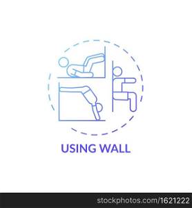 Using wall concept icon. Gym exercise alternative idea thin line illustration. Building strength, endurance. Sitting exercise. Improving circulation. Vector isolated outline RGB color drawing. Using wall concept icon