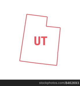 Utah US state map red outline border. Vector illustration isolated on white. Two-letter state abbreviation.. Utah US state map red outline border. Vector illustration. Two-letter state abbreviation