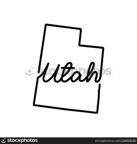 Utah US state outline map with the handwritten state name. Continuous line drawing of patriotic home sign. A love for a small homeland. T-shirt print idea. Vector illustration.. Utah US state outline map with the handwritten state name. Continuous line drawing of patriotic home sign