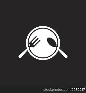 Utensil icon for eating. spoon, plate icon. Simple logo vector design.