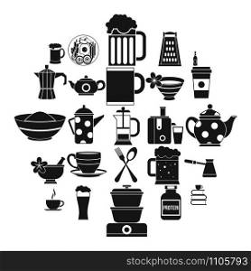 Utensil icons set. Simple set of 25 utensil vector icons for web isolated on white background. Utensil icons set, simple style