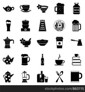 Utensil icons set. Simple set of 25 utensil vector icons for web isolated on white background. Utensil icons set, simple style