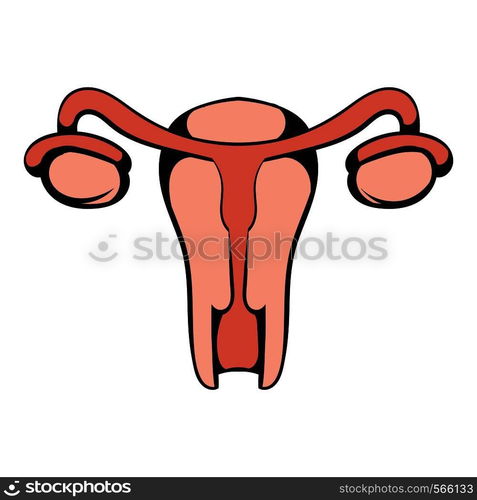 Uterus and ovaries icon in icon in cartoon style isolated vector ...