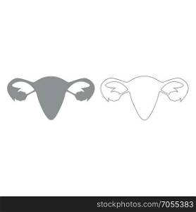 Uterus grey set grey set icon .. Uterus grey set icon .