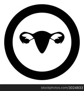 Uterus icon black color in circle vector illustration