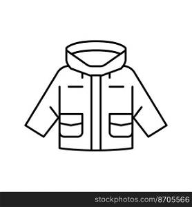 utility jacket girl baby cloth line icon vector. utility jacket girl baby cloth sign. isolated contour symbol black illustration. utility jacket girl baby cloth line icon vector illustration