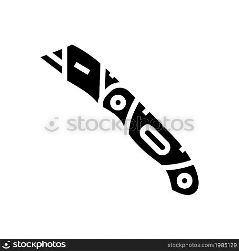 utility knife equipment glyph icon vector. utility knife equipment sign. isolated contour symbol black illustration. utility knife equipment glyph icon vector illustration