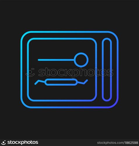 UV sterilizer disinfection box gradient vector icon for dark theme. UV light device. Disinfecting medical tools. Thin line color symbol. Modern style pictogram. Vector isolated outline drawing. UV sterilizer disinfection box gradient vector icon for dark theme
