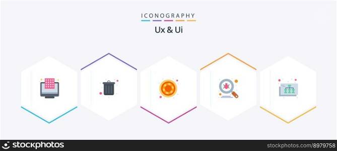 Ux And Ui 25 Flat icon pack including site map. map. color. virus. scan