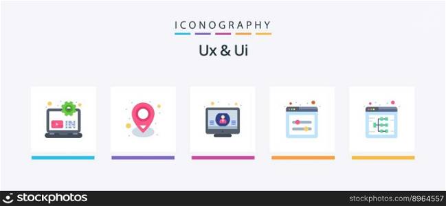 Ux And Ui Flat 5 Icon Pack Including flowchart. user interface design. account. ui sliders. tick. Creative Icons Design