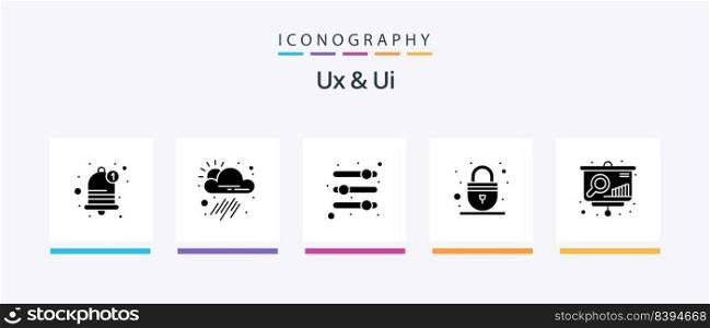 Ux And Ui Glyph 5 Icon Pack Including chart. web. options. security. lock. Creative Icons Design
