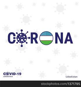Uzbekistan Coronavirus Typography. COVID-19 country banner. Stay home, Stay Healthy. Take care of your own health