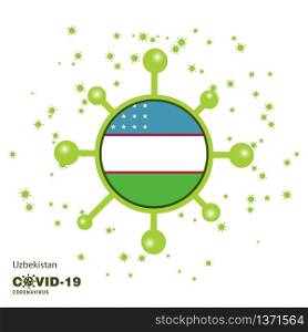 Uzbekistan Coronavius Flag Awareness Background. Stay home, Stay Healthy. Take care of your own health. Pray for Country