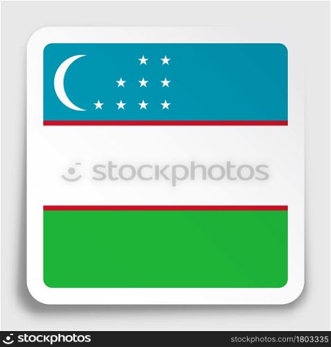 uzbekistan flag icon on paper square sticker with shadow. Button for mobile application or web. Vector
