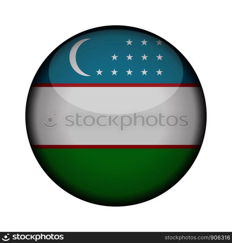 uzbekistan Flag in glossy round button of icon. uzbekistan emblem isolated on white background. National concept sign. Independence Day. Vector illustration.