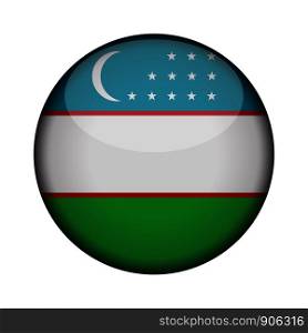 uzbekistan Flag in glossy round button of icon. uzbekistan emblem isolated on white background. National concept sign. Independence Day. Vector illustration.