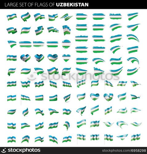 Uzbekistan flag, vector illustration. Uzbekistan flag, vector illustration on a white background. Big set