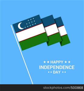 Uzbekistan Independence day typographic design with flag vector