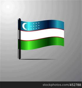 Uzbekistan waving Shiny Flag design vector