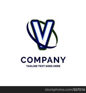 V Company Name Design. Logo Template. Brand Name template Place for Tagline. Creative Logo Design