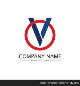 V Letter and checklist  Logo Template vector icon illustration