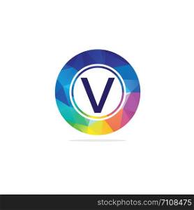 V Letter colorful logo in the hexagonal. Polygonal letter V