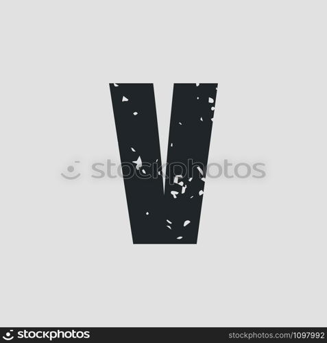 V letter grunge style simple design. Vector eps10