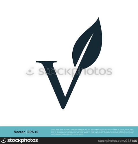 V Letter Leaf Icon Vector Logo Template Illustration Design. Vector EPS 10.